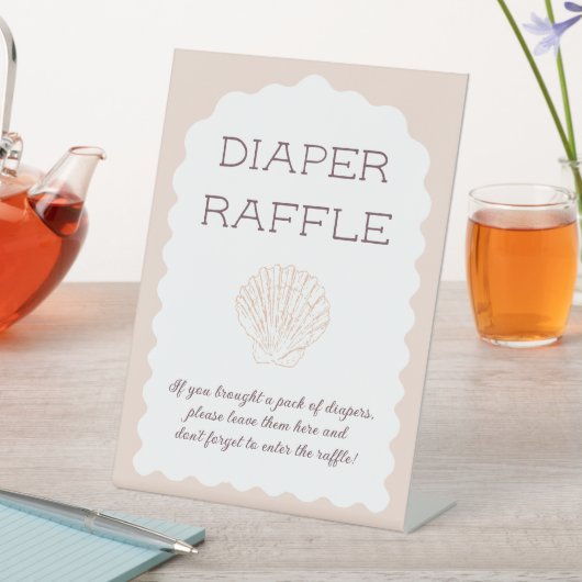 おむつラッフルサインビーチベビーシーシェルベビーシャワー 台座サイン (インサイチュ)