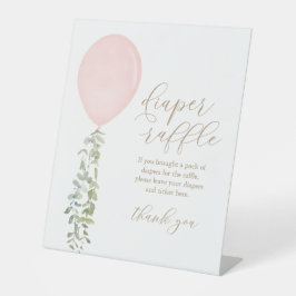 おむつラッフルサインピンクバルーンガールベビーシャワー 台座サイン