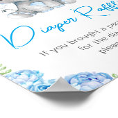 おむつラッフルサインブルーエレファント男の赤ちゃん ポスター (角)