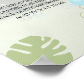 おむつラッフルサインブルー恐竜ブルーバルーン ポスター (角)