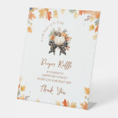 おむつラッフルサインリトルカボチャ秋ベビーシャワー 台座サイン (正面)