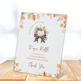 おむつラッフルサインリトルカボチャ秋ベビーシャワー 台座サイン