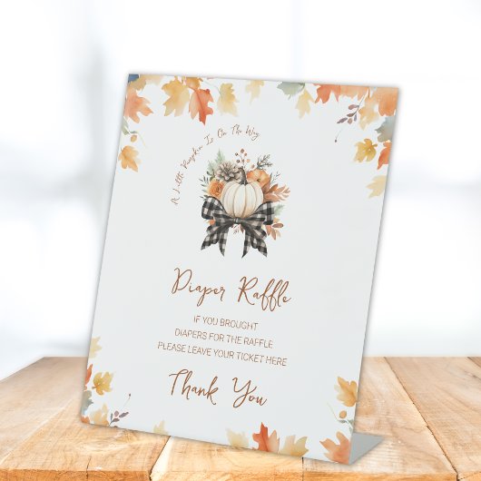 おむつラッフルサインリトルカボチャ秋ベビーシャワー 台座サイン