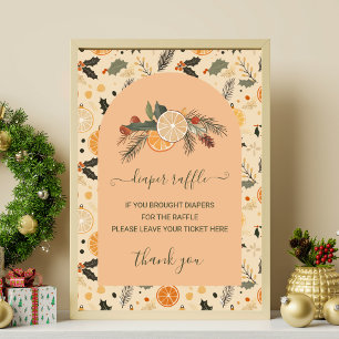 おむつラッフルサイン冬の柑橘系ベビーシャワー ポスター