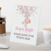 おむつラッフルサイン女の子クマ赤ちゃんシャワー 台座サイン (インサイチュ)