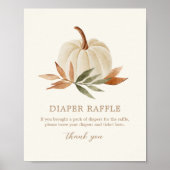 おむつラッフルサイン小さなかぼちゃの赤ちゃんシャワー ポスター (正面)