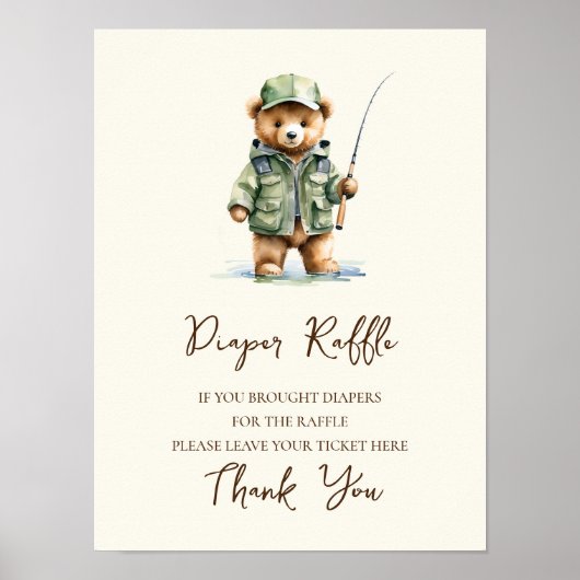 おむつラッフルサイン小さな漁師の赤ちゃんシャワー ポスター (正面)