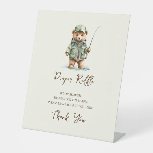 おむつラッフルサイン小さな漁師の赤ちゃんシャワー 台座サイン (正面)