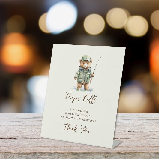 おむつラッフルサイン小さな漁師の赤ちゃんシャワー 台座サイン