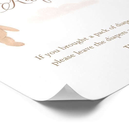 おむつラッフルサイン我々は赤ちゃんシャワーを心待ちできる ポスター (角)