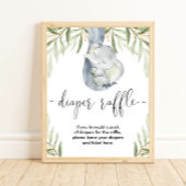 おむつラッフルサイン象のサファリの赤ちゃんシャワー ポスター
