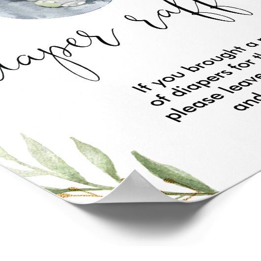 おむつラッフルサイン象のサファリの赤ちゃんシャワー ポスター (角)