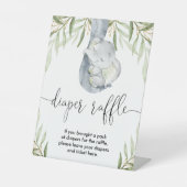 おむつラッフルサイン象のサファリの赤ちゃんシャワー 台座サイン (正面)