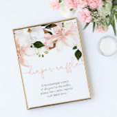 おむつラッフルサイン赤ちゃんシャワー赤面ピンクフローラ ポスター