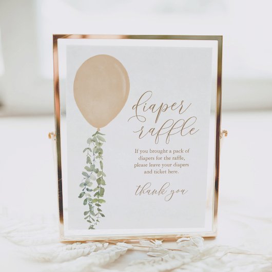 おむつラッフルサイン金ゴールドバルーンベビーシャワー ポスター