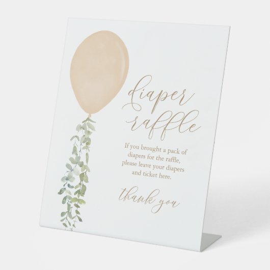おむつラッフルサイン金ゴールドバルーンベビーシャワー 台座サイン (正面)