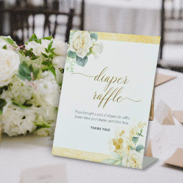 おむつラッフルサイン – それは男の子の赤ちゃんシャワー金ゴールド 台座サイン