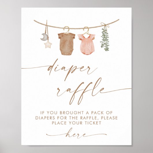 おむつラッフルサイン |ボホー性別おむつリビール ポスター (正面)