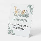 おむつラッフルサインOhベビージャングルベビーシャワー 台座サイン (正面)