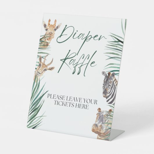 おむつラッフルサインOhボーイサファリジャングル 台座サイン (正面)