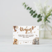 おむつラッフルサファリかわいい動物ボホベビーシャワー エンクロージャーカード (スタンド正面)