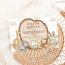 おむつラッフルサファリ動物ベビーシャワー素朴 エンクロージャーカード