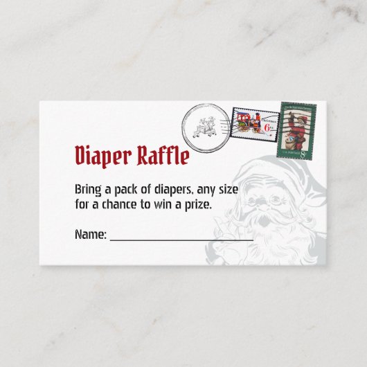 おむつラッフルサンタス文字の北極の消印 エンクロージャーカード (正面)