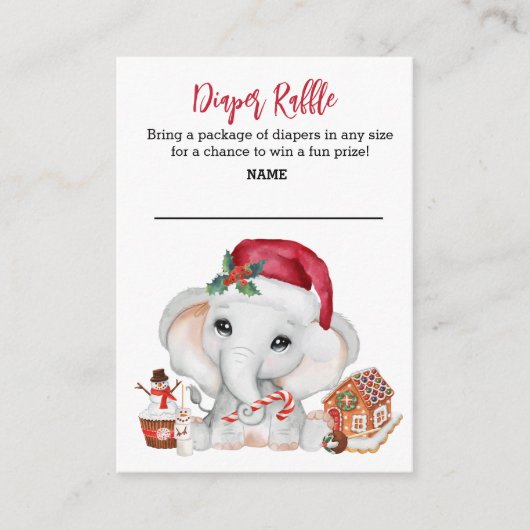 おむつラッフルサンタベビーエレファントキュートホリデー エンクロージャーカード (正面)