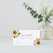 おむつラッフルサンフラワーパープルフローラベビーシャワー エンクロージャーカード (スタンド正面)