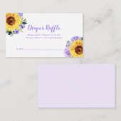 おむつラッフルサンフラワーパープルフローラベビーシャワー エンクロージャーカード (正面/裏面)