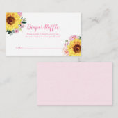 おむつラッフルサンフラワーピンクフローラベビーシャワー エンクロージャーカード (正面/裏面)