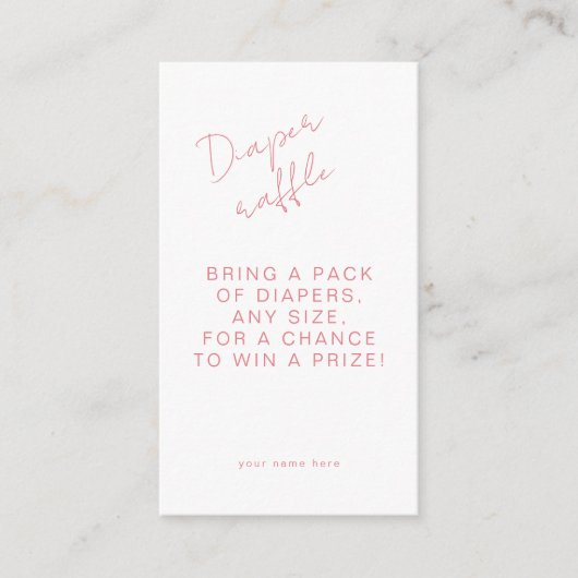 おむつラッフルシックピンクシーシェルベビーシャワー エンクロージャーカード (正面)