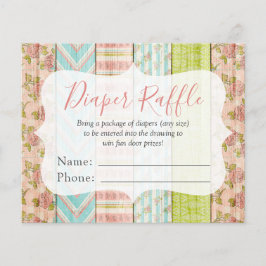 おむつラッフルシャビーバラベビーシャワー入場カード チラシ