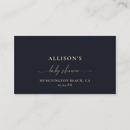 おむつラッフルシースギフト海軍ブルーベビーシャワー エンクロージャーカード (裏面)