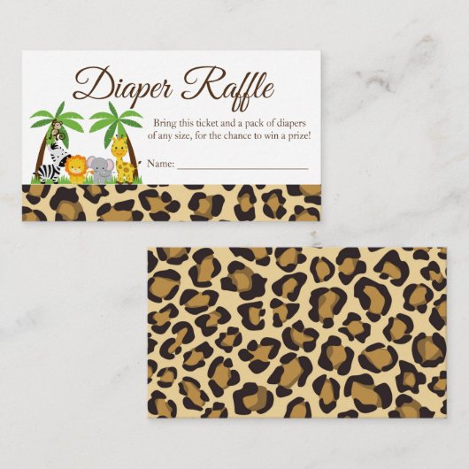 おむつラッフルジャングルサファリベイビーシャワーカード エンクロージャーカード (正面/裏面)
