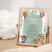 おむつラッフルジャングル動物ユーカリのゲームサイン ポスター