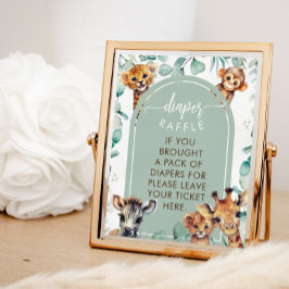 おむつラッフルジャングル動物ユーカリのゲームサイン ポスター