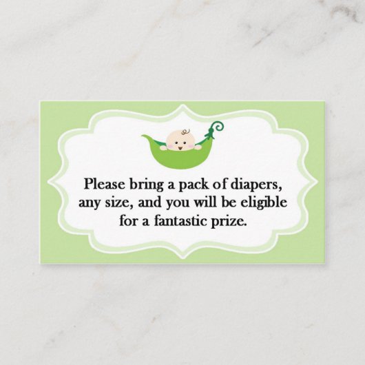 おむつラッフルスイートピーベビーシャワーカード 名刺 (正面)