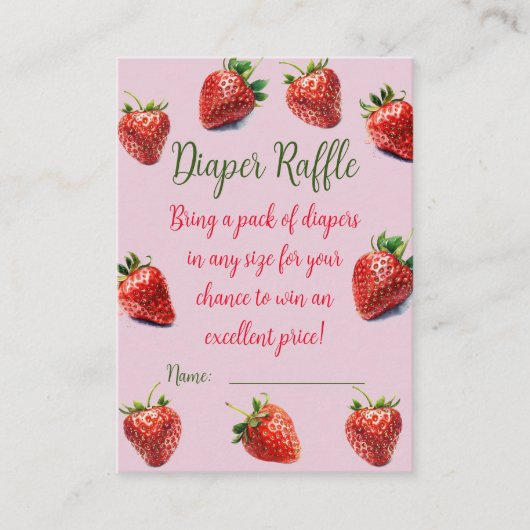 おむつラッフルストロベリーベビーシャワー エンクロージャーカード (正面)