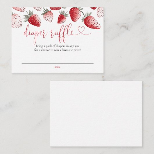 おむつラッフルストロベリーベビーシャワー エンクロージャーカード (正面/裏面)