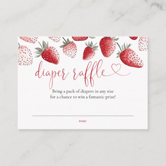 おむつラッフルストロベリーベビーシャワー エンクロージャーカード (正面)