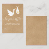 おむつラッフルストーク金ゴールドスターベビーシャワー素朴 エンクロージャーカード (正面/裏面)