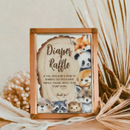おむつラッフルスライス動物赤ちゃんシャワーゲームサイン ポスター