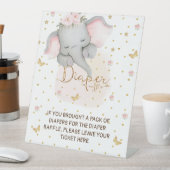 おむつラッフルスリーピングエレファントピンク 台座サイン (インサイチュ)