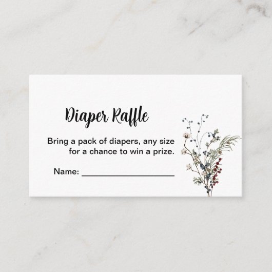 おむつラッフルズウィンターベリー素朴なボホワイルドフラワー エンクロージャーカード (正面)