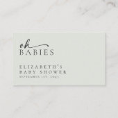 おむつラッフルセージ緑ミニマリスト赤ちゃんシャワー エンクロージャーカード (裏面)