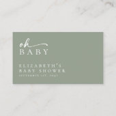 おむつラッフルセージ緑ミニマリスト赤ちゃんシャワー エンクロージャーカード (裏面)