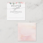 おむつラッフルソフトピンクフローラベビーシャワー スクエア名刺 (正面/裏面)