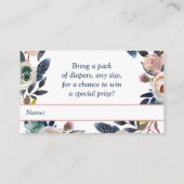 おむつラッフルダスティピンクネイビーブルーベビーシャワー エンクロージャーカード (裏面)