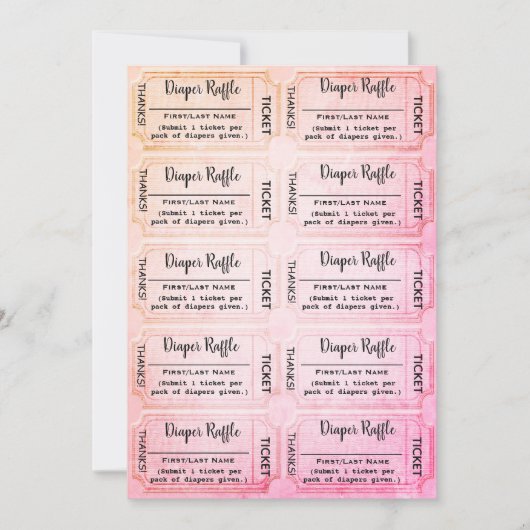 おむつラッフルチケットかわいいレインボーベビーシャワー 招待状 (正面)